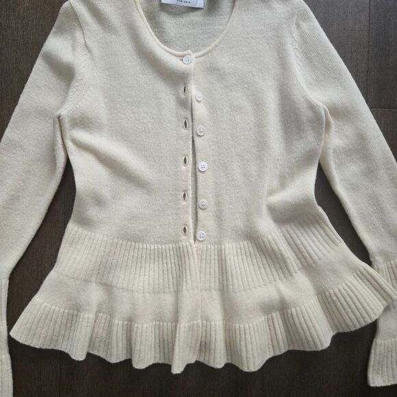 Charles Nolan Peplum Wool Cardigan Sweater size M 8 - Picture 2 of 13